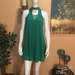 NWT Green Choker Neck Line Dress Size S